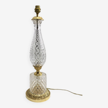 Pied de lampe en cristal et bronze