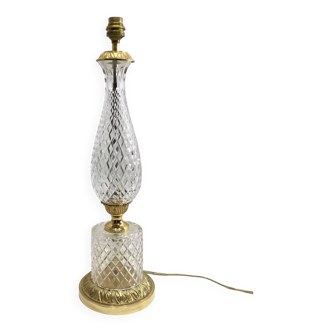 Pied de lampe en cristal et bronze