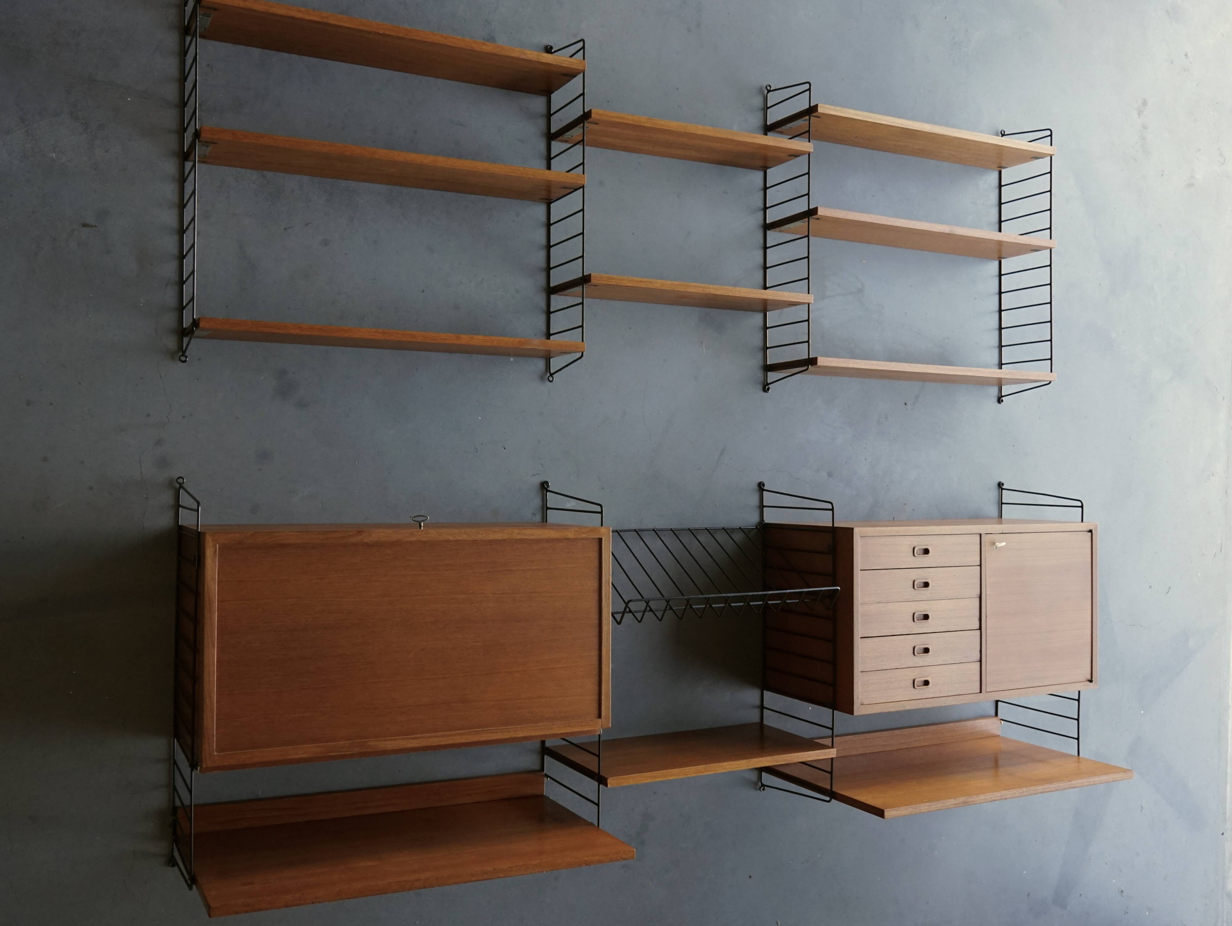 Etagère murale vintage par Nisse Strinning pour String AB, années 1960