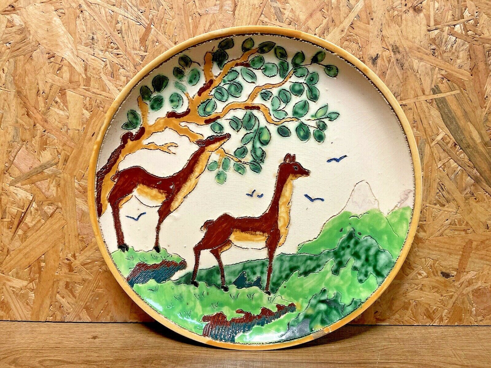 Cerart monaco large vintage ceramic dish, 60's, animal décor