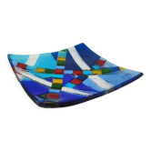 1970s id-century modern geometric Murano glass vide-poche by Albatros, signed GM