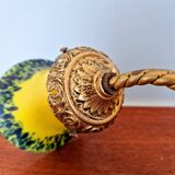 Wall sconce in gilded bronze and yellow/blue speckled glass