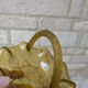 Small amber yellow glass pocket basket Portieux France