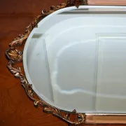 Vintage Art Deco Mirror with Bevelled Glass Panels in Peach by Atsonea, 1960s