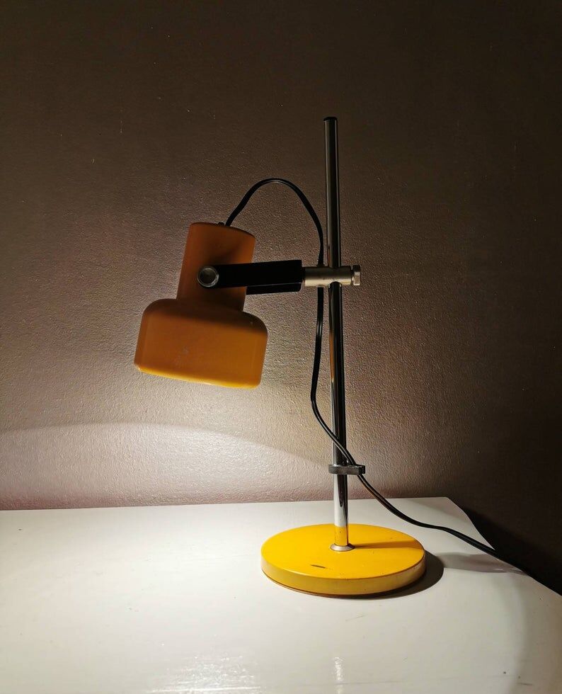 Vintage yellow metal desk lamp 70s