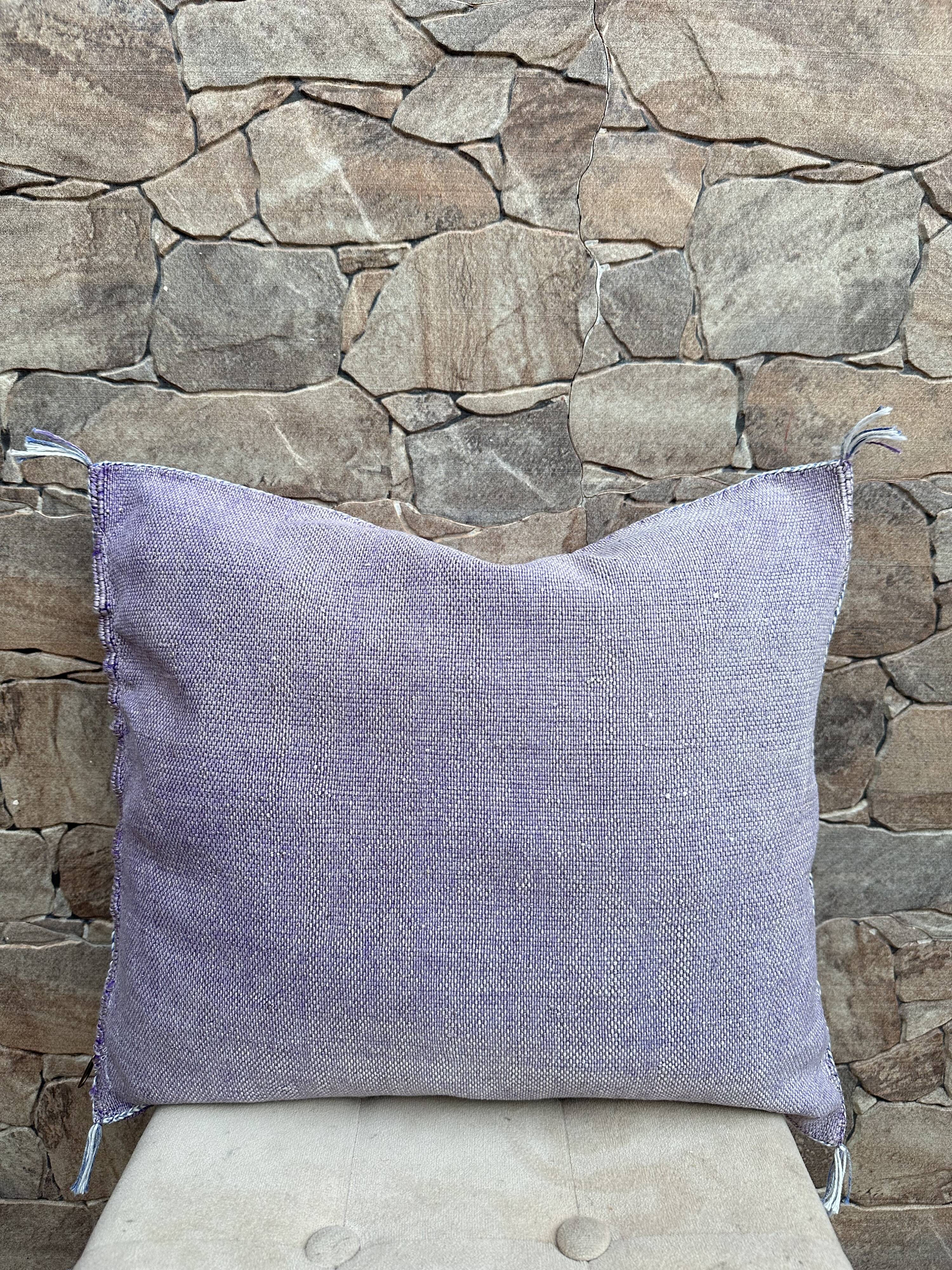 Handmade Moroccan silk cushion cover, cactus pattern