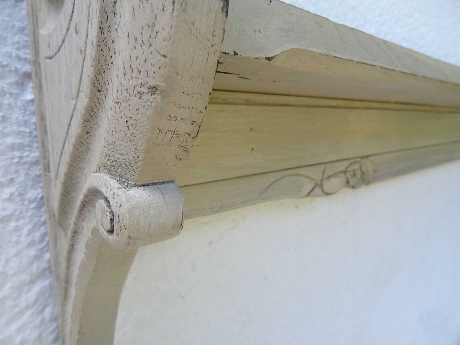 Shabby chic wall shelf in solid oak