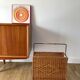 large wicker / rattan and black iron magazine rack from the 70s