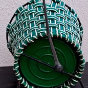 Tripod plant pot, made of scoubidou, vintage seventies.