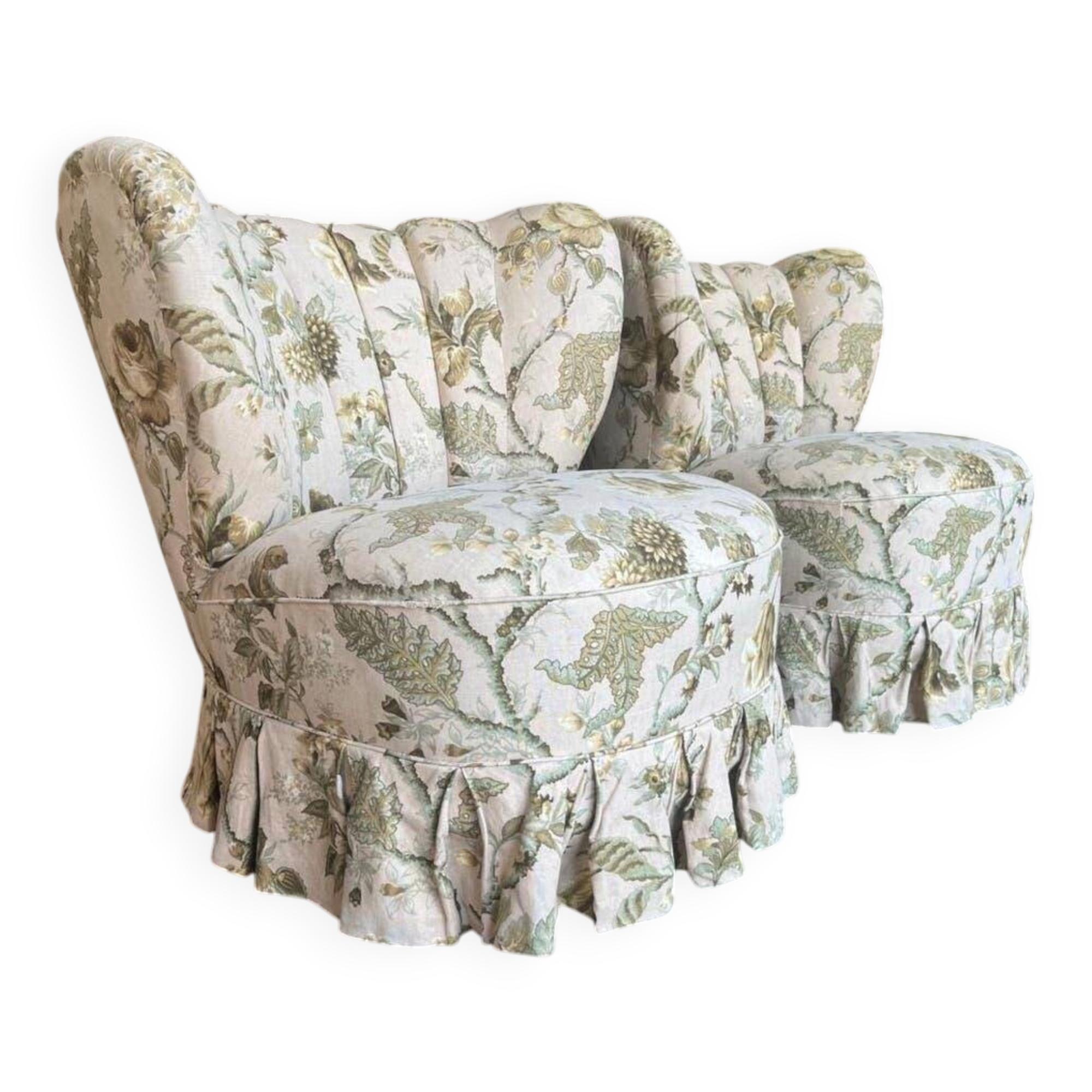 Set of 2 vintage floral patterned cocktail chairs.