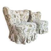 Ensemble de 2 fauteuils/chaises cocktail vintage à motifs floraux