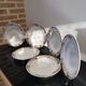 Series of 6 Saint Amand Ceranord soup plates, ocher and green pattern France