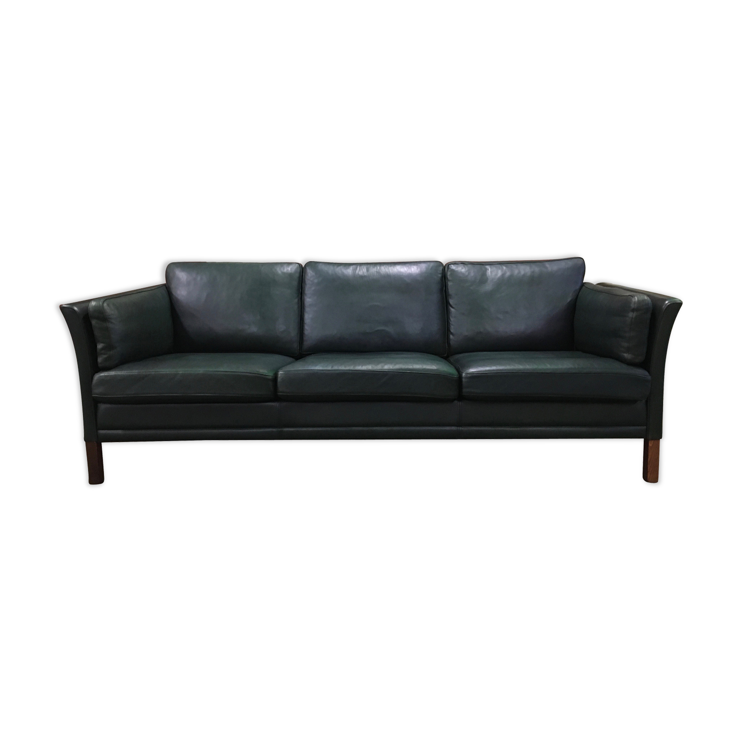 Vintage danish three seater leather sofa