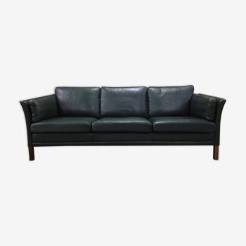 Vintage danish three seater leather sofa