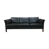 Vintage danish three seater leather sofa