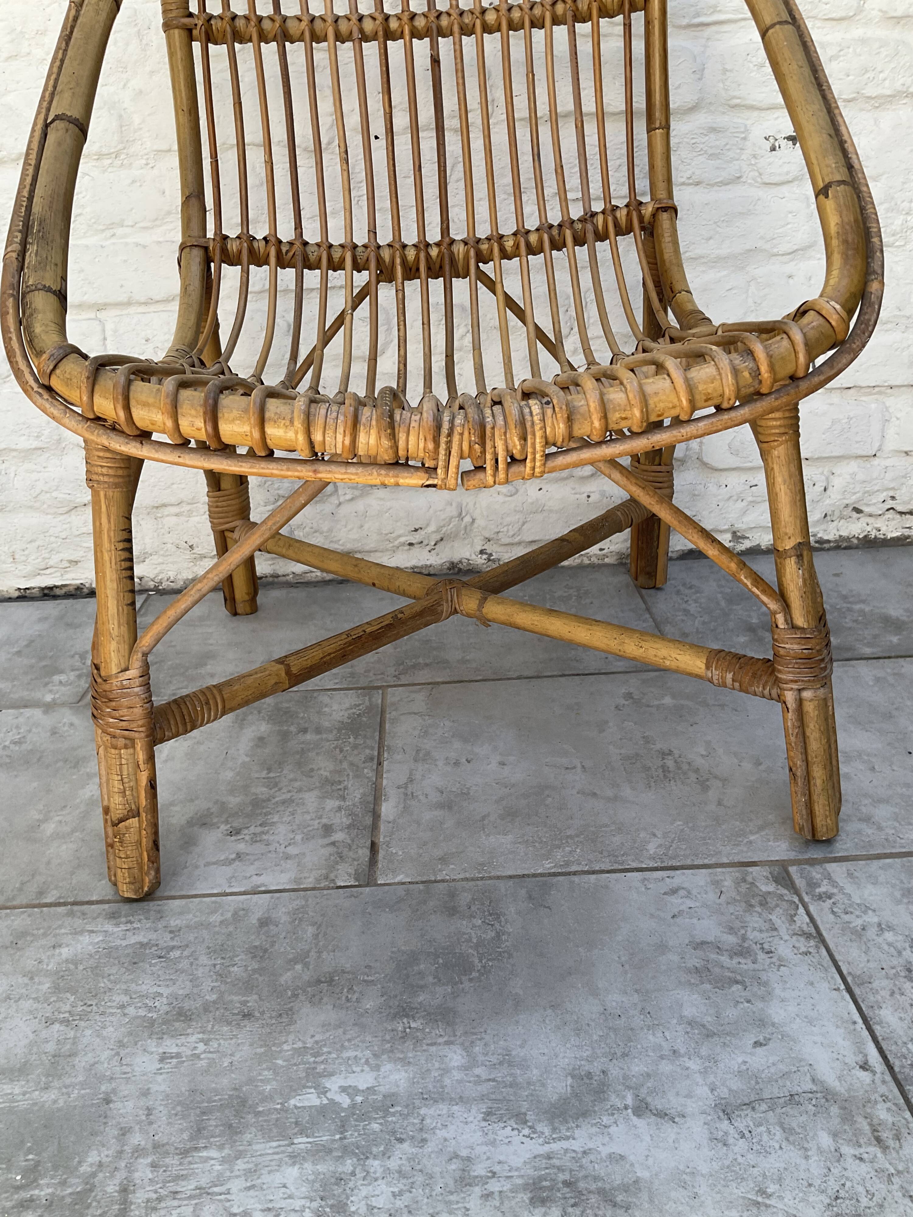 Vintage rattan armchair 60s-70s