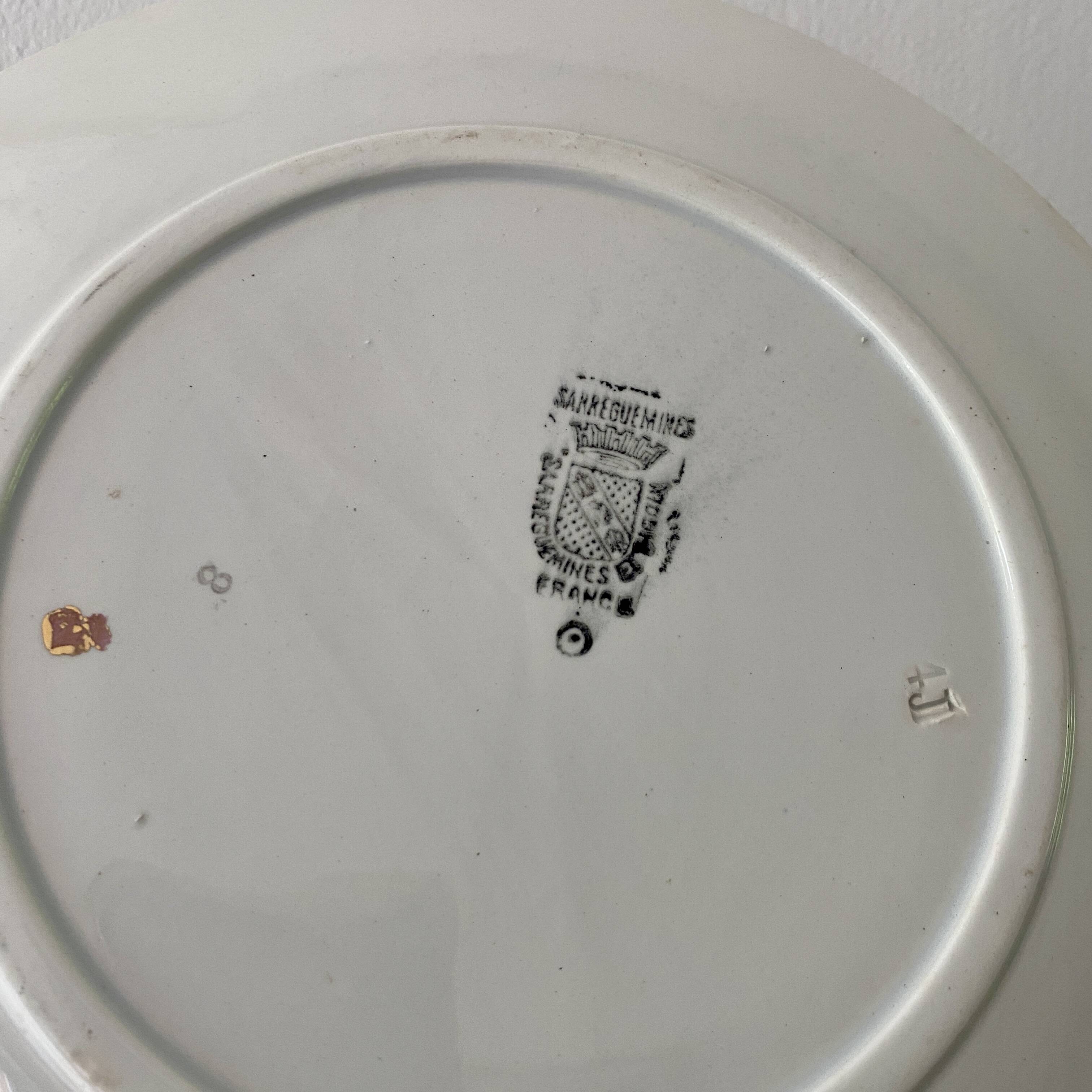 Set of 6 vintage flat ironstone plates - Sarreguemines