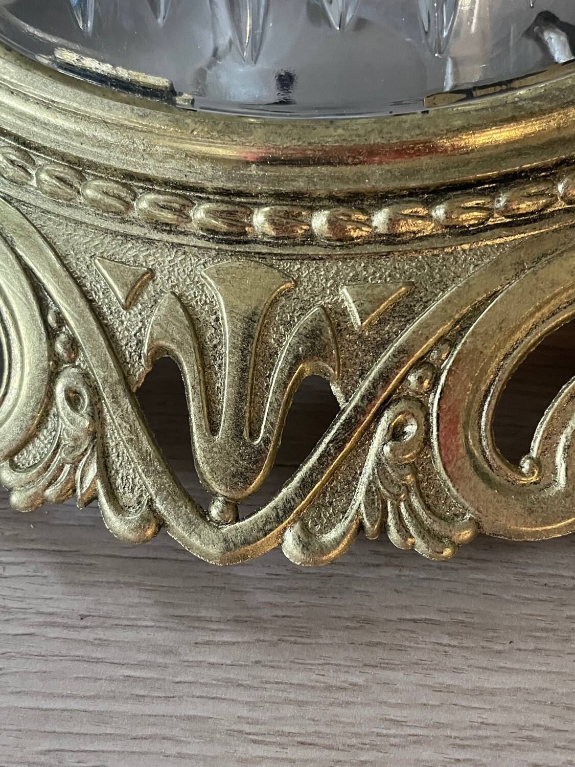 Vintage brass and chiseled glass ceiling light