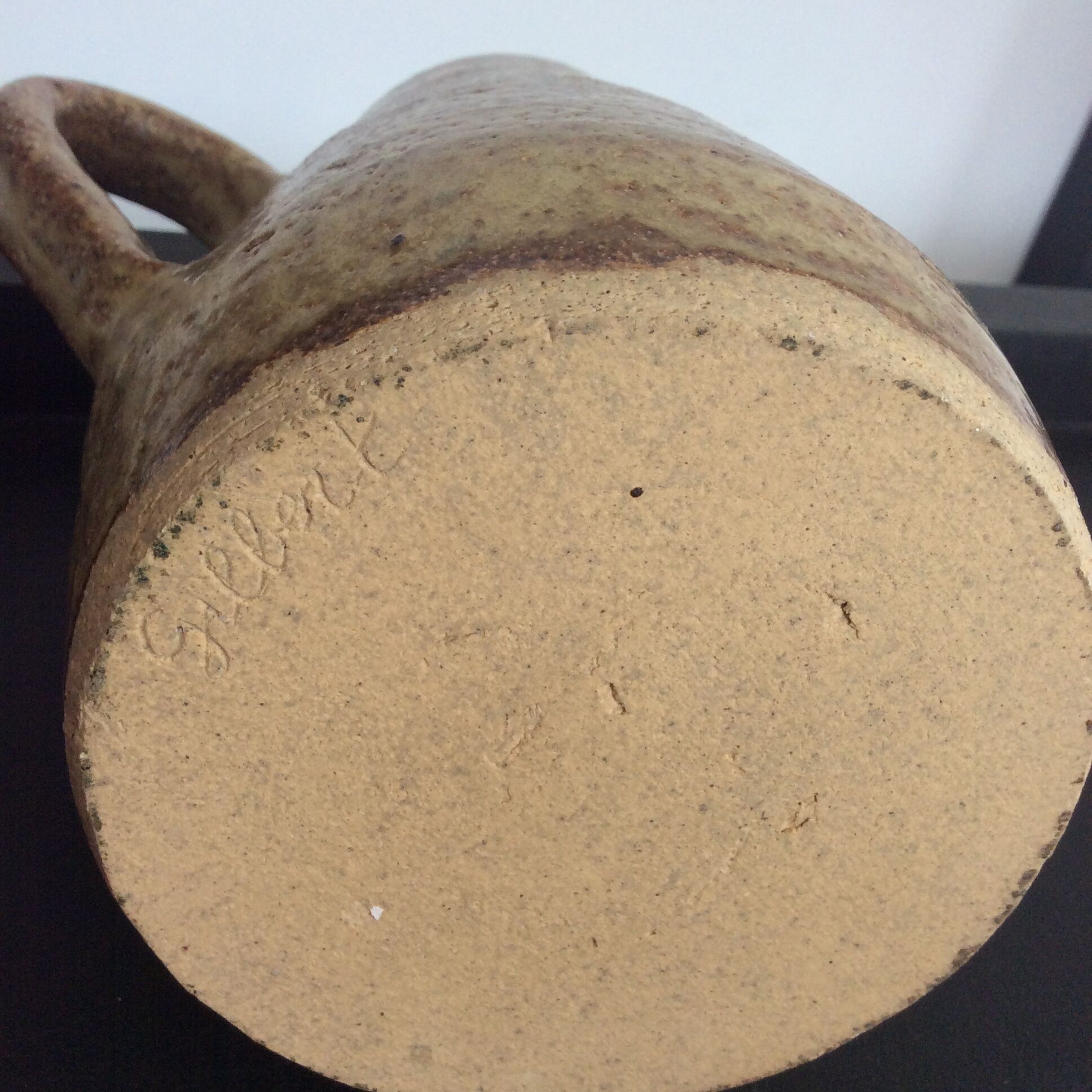 Vintage sandstone jug signed