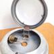 Vintage 1950s wall lamp porthole in aluminium and opal glass.