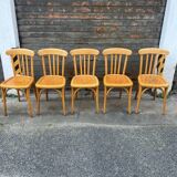 (Lot) 5 stamped Lutherma chairs (light oak)