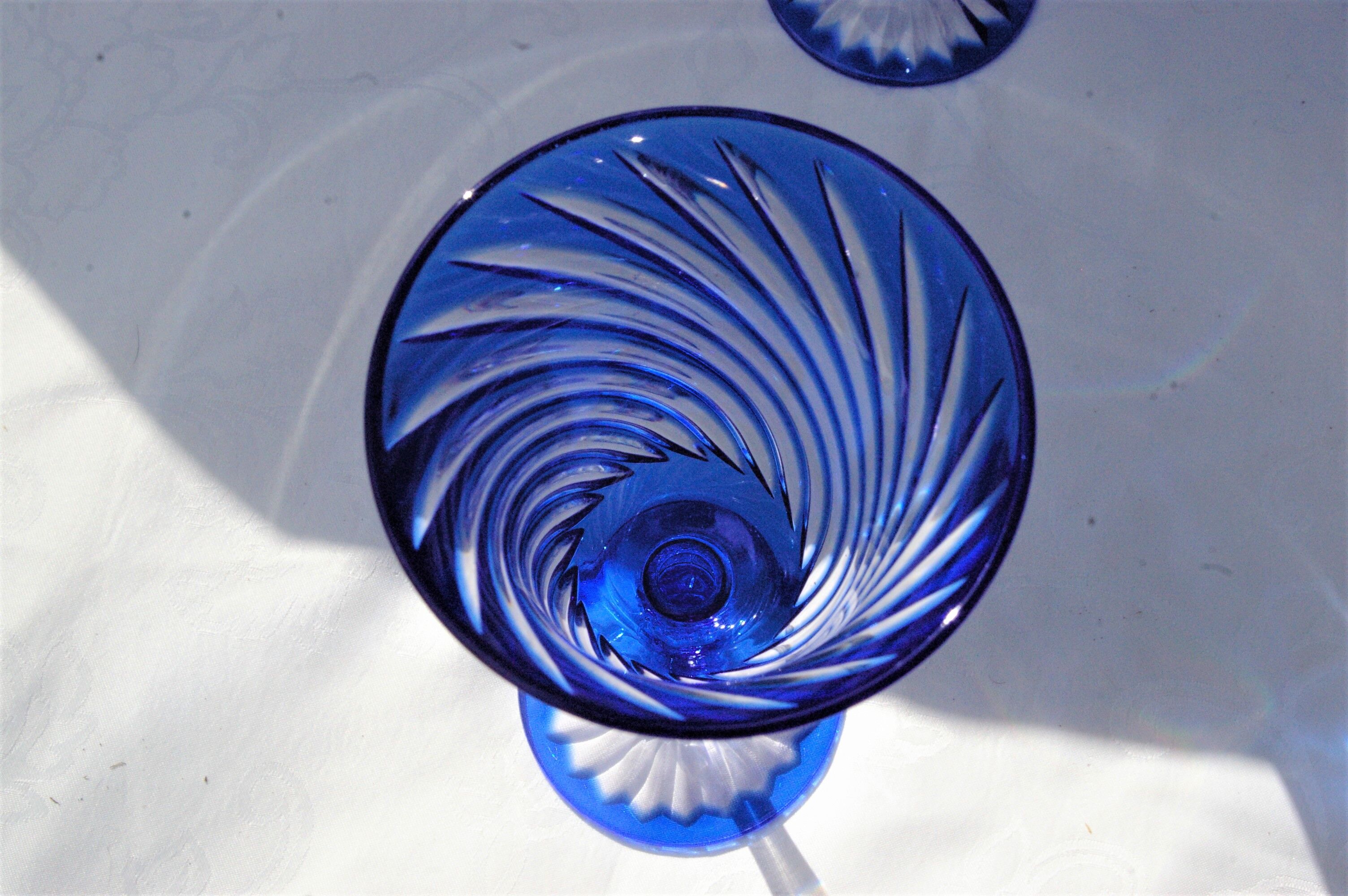 Cristal d'Arques - 6 Verres à eau modèle Valse bleue - Cristal double couche