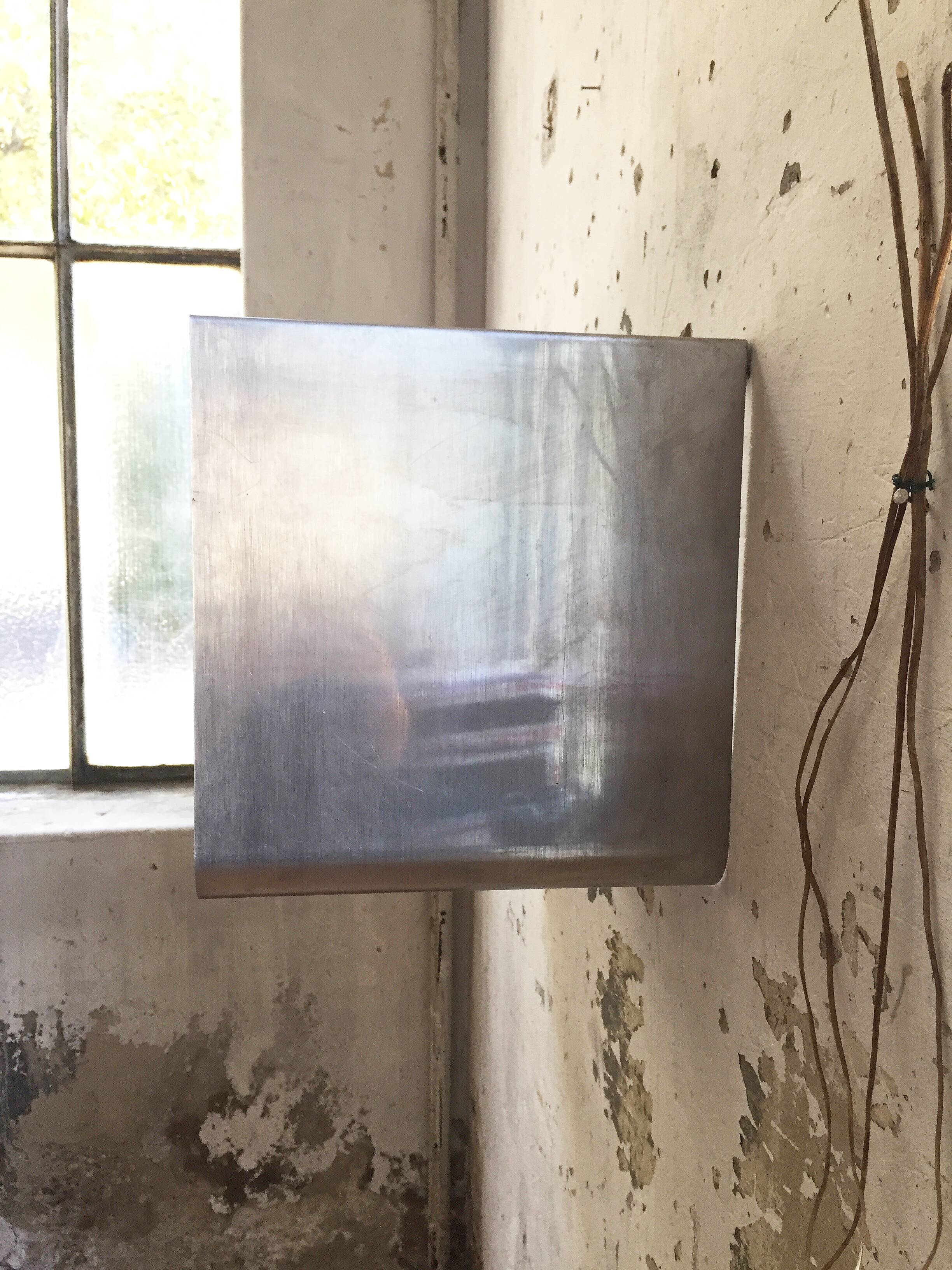 "Zig-zag" satin stainless steel shelf by Joelle Ferlande and François Monnet