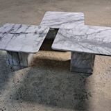Trio vintage nesting coffee table square marble carrara calacatta white italian
