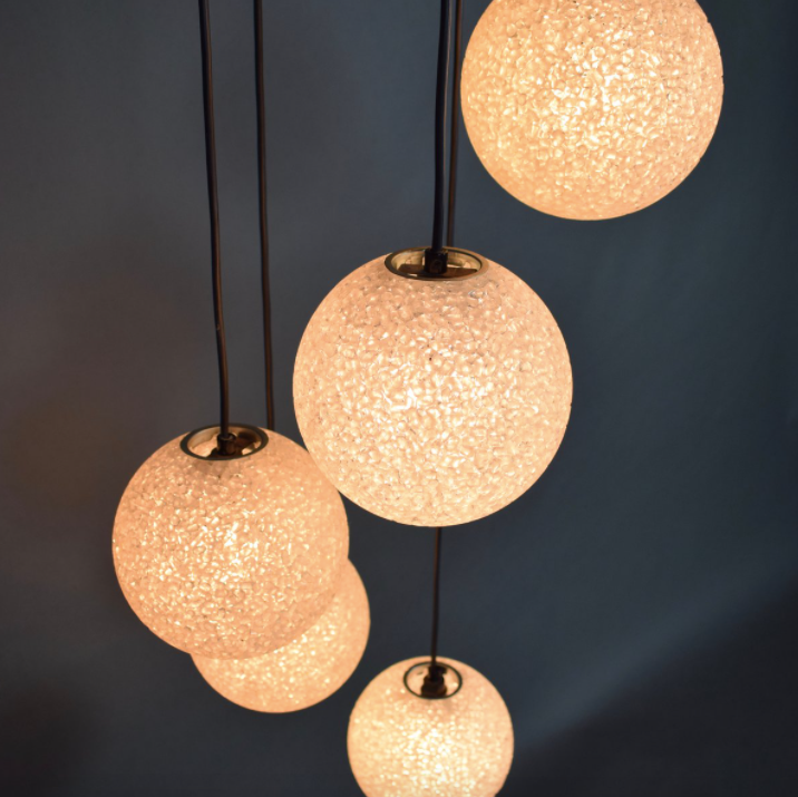 Vintage five-globe ceiling lamp 1960