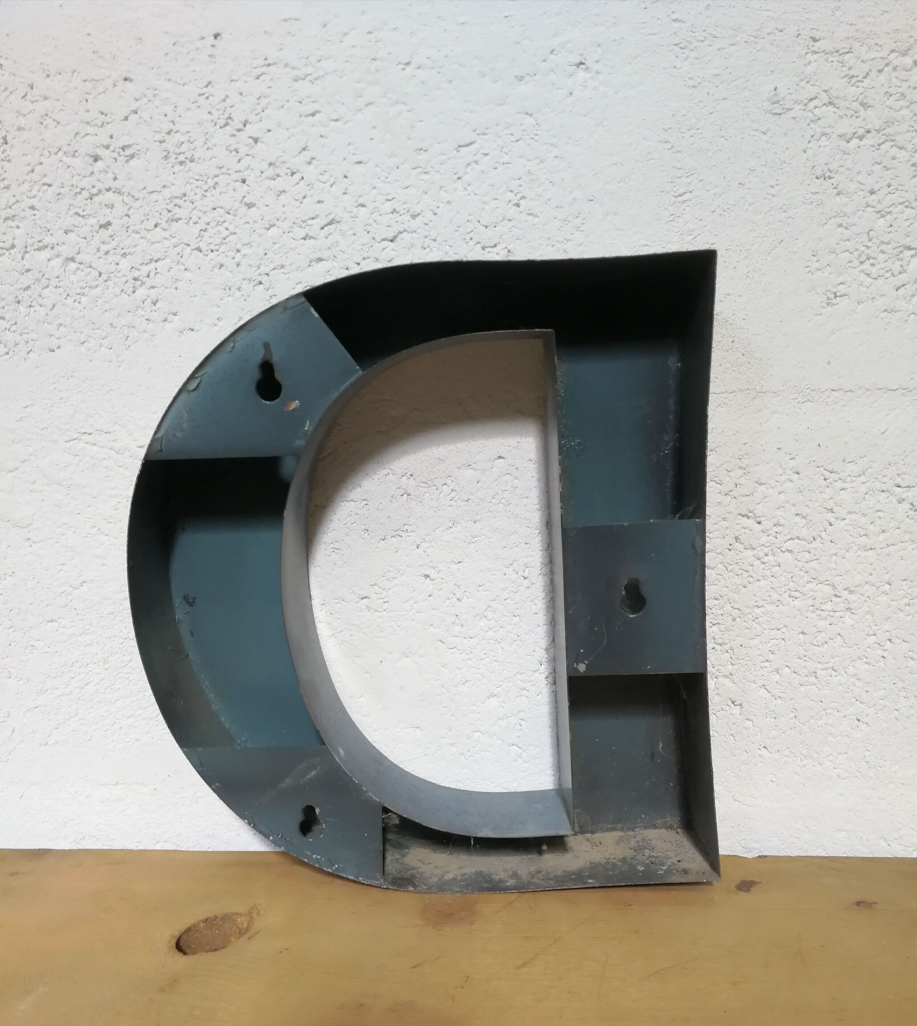 Letter D old embossed and zinc