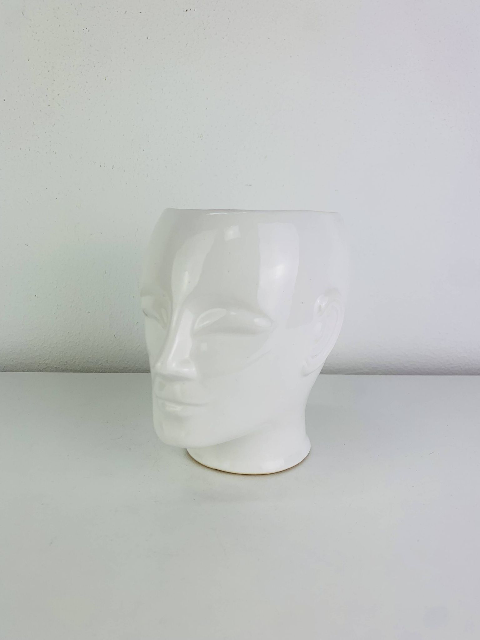 Vase tête en céramique, anthropomorphe, vintage
