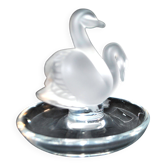 Lalique baguier coupelle oiseau cygne en cristal dépoli et signé