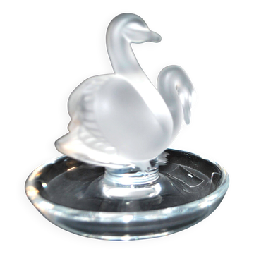 Lalique baguier coupelle oiseau cygne en cristal dépoli et signé