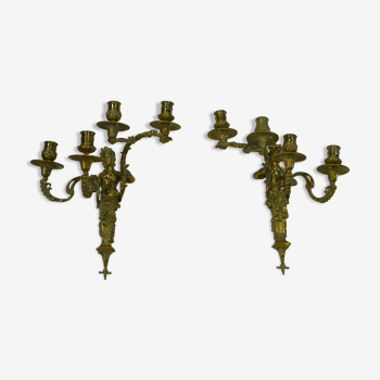 Appliques en bronze style Louis XV avec des cariatides