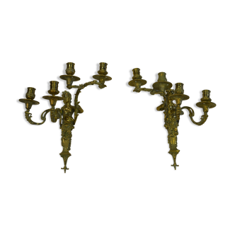 Louis XV style bronze sconces with cariatids