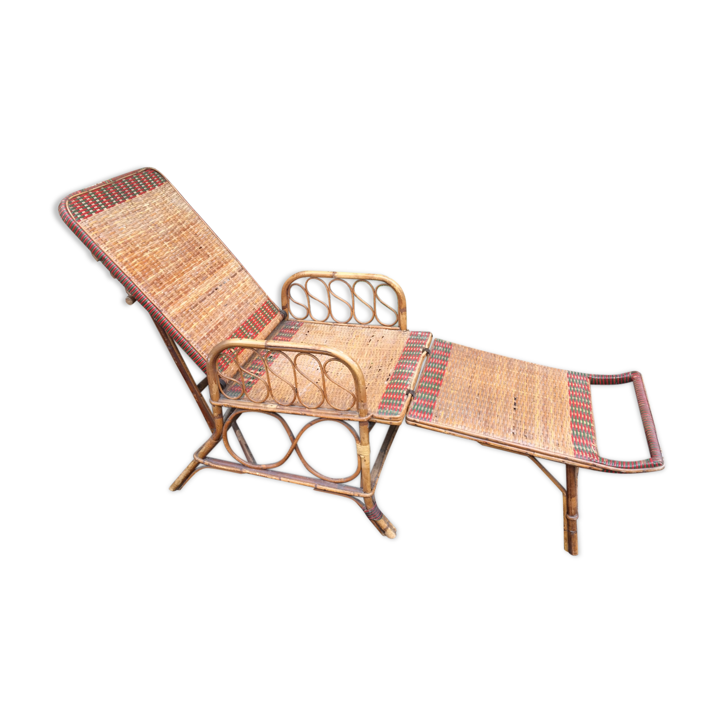 Bamboo rattan long chair
