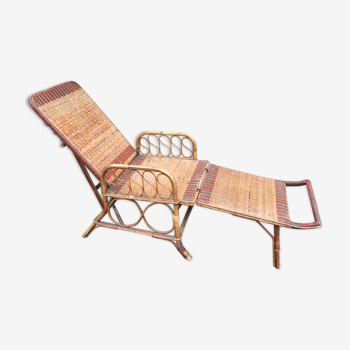 Chaise longue rotin bambou