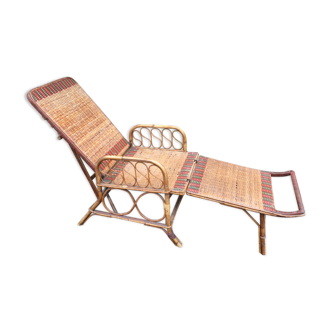 Bamboo rattan long chair
