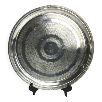 Antique silver-plated metal tray, Cunard Company, England, early 20th century