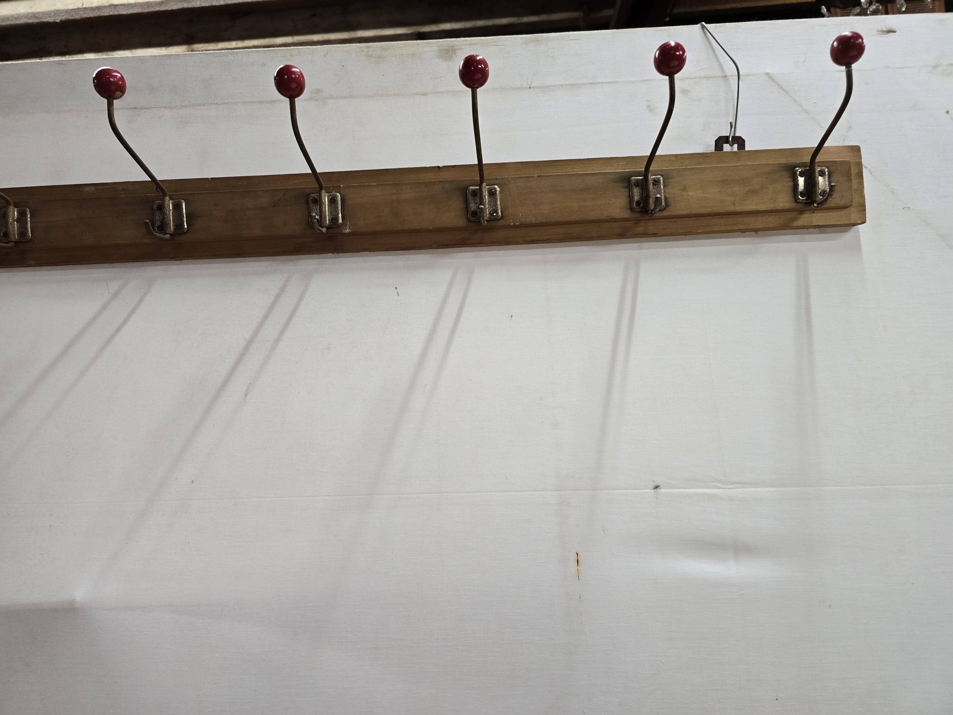 1960s school coat rack with 10 hooks