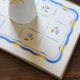 Art Deco yellow and blue tulip metal earthenware tray