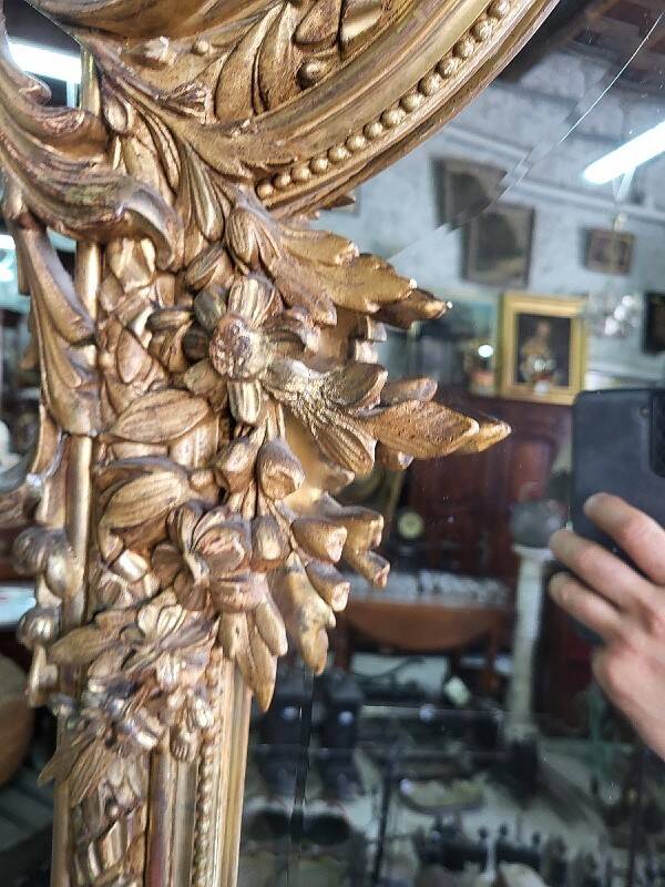 Large Louis XV gilded shell mirror from the 19th century