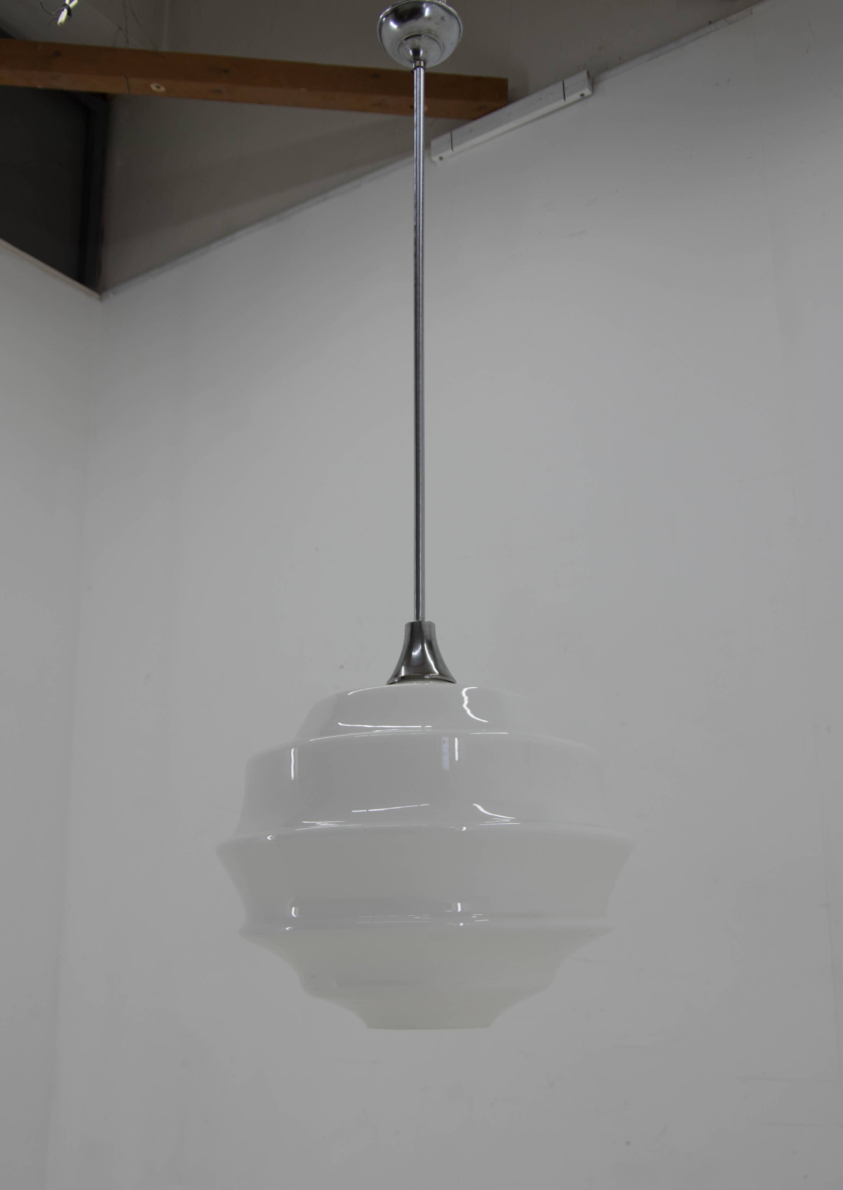 Huge Art Deco Glass Pendant, Czechoslovakia, 1940s