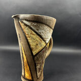 Pichet signé Alexandra Kostanda (1921-2011) Vallauris en grès émaillé années 60