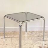 1970s coffee table glass and chrome steel