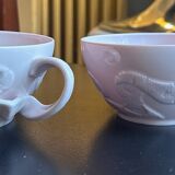 Two pink haviland porcelain teacups