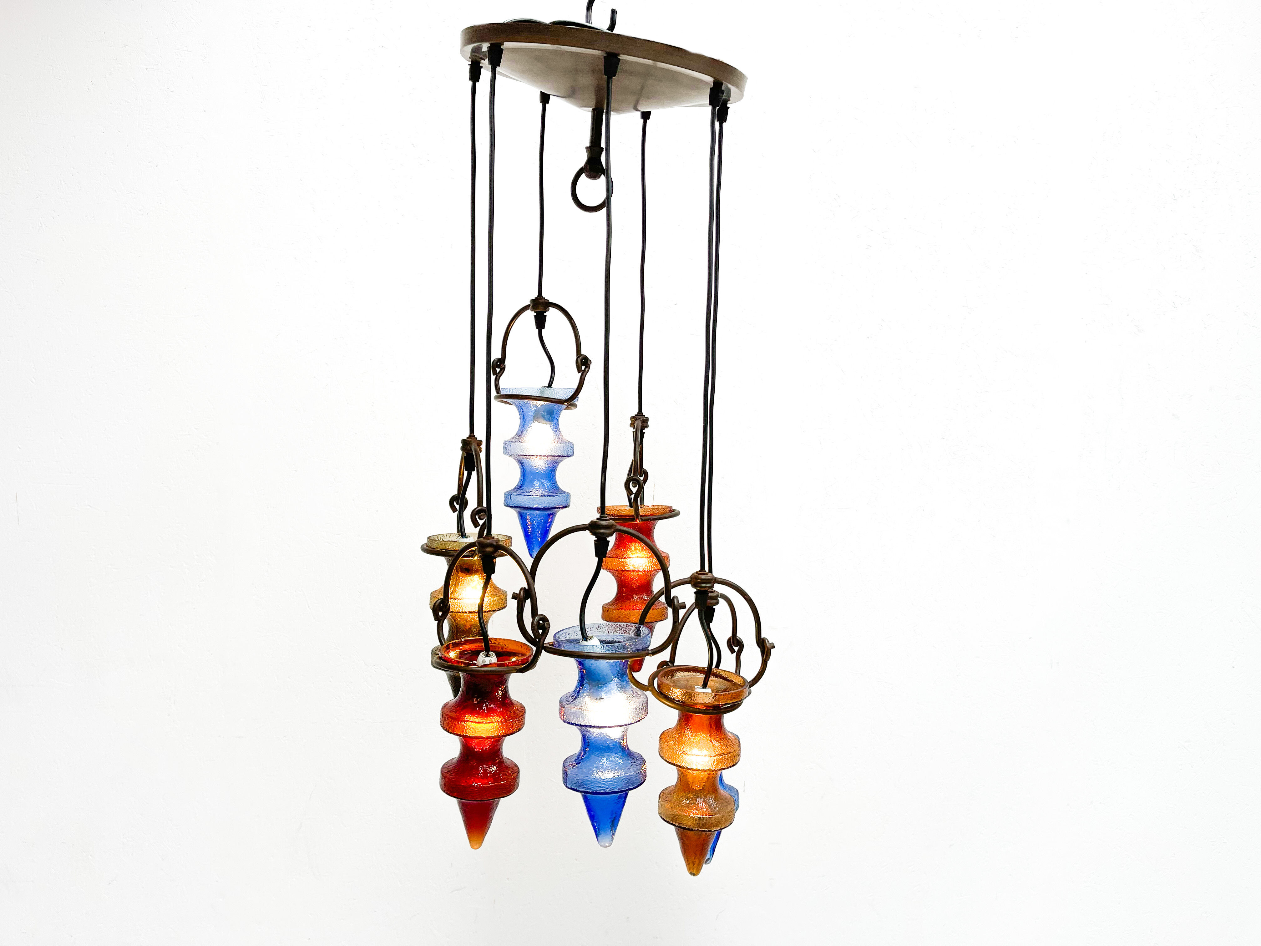 1970's colorful Belgian glass chandelier by Nanny Still for Massive