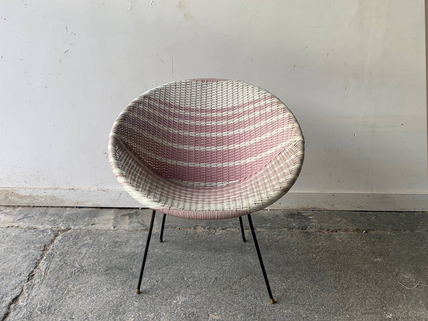 Vintage Mid-Century woven Sputnik  bucket chair