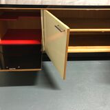 Sideboard in wood and black laque, circa 1960s