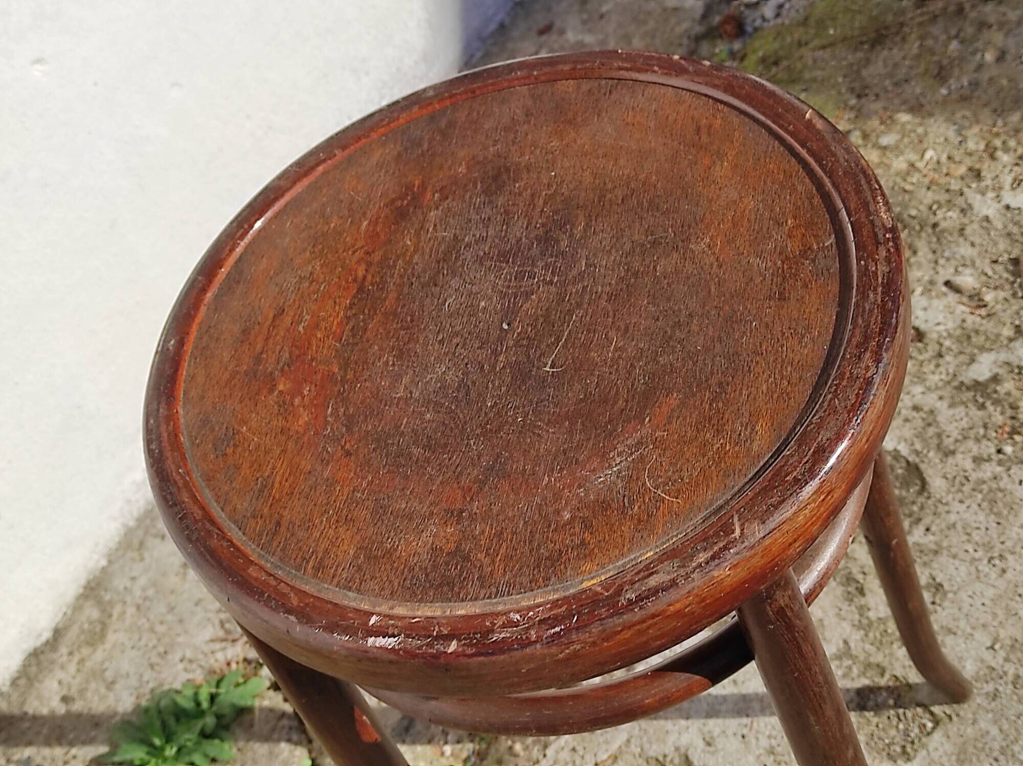 Former top stool of vintage bar Fischel in charcoal beech turned
